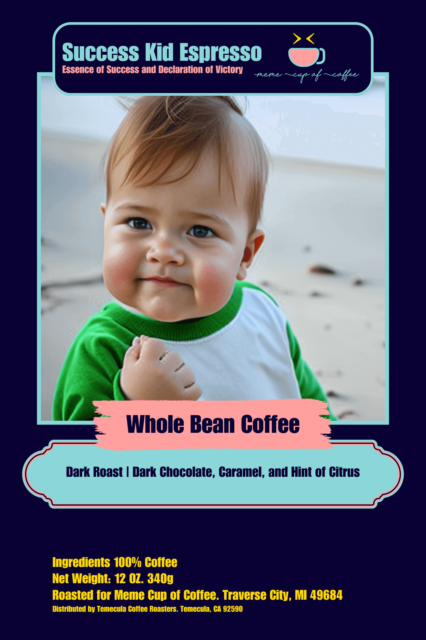 Success Kid Espresso - The Triumph in Your Cup - Meme Cup of Coffee
