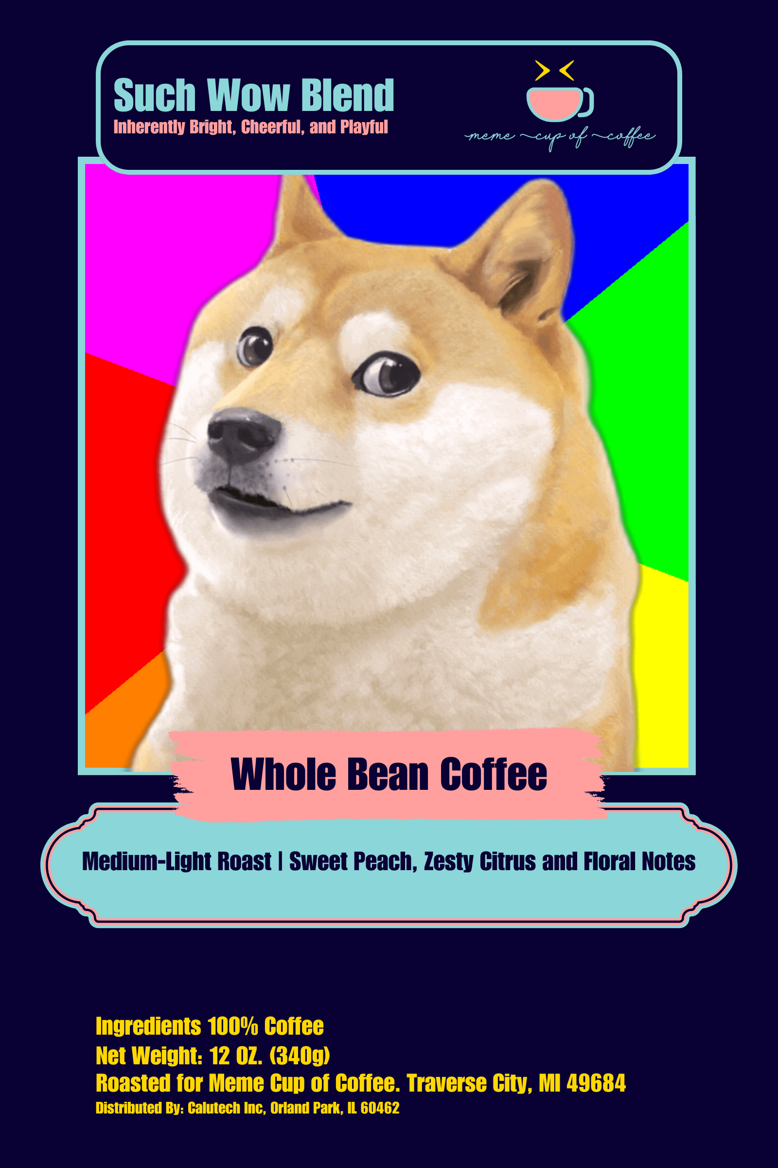 Doge Such Wow Blend - Vibrancy in Every Cup – Meme Cup of Coffee, image size:1600x2400